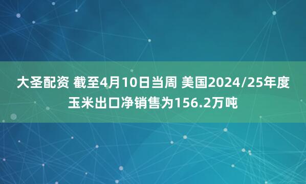 大圣配资 截至4月10日当周 美国2024/25年度玉米出口净销售为156.2万吨