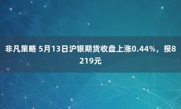 非凡策略 5月13日沪银期货收盘上涨0.44%，报8219元